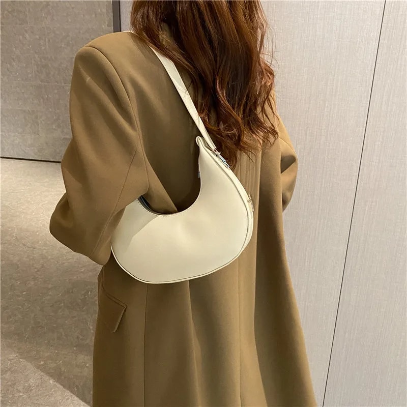 Fashion Luxury Design Leather Hobo Shoulder Bag For Women Small Clutch Handbag Underarm Purse Trave 0