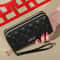 Trendy Solid Color Long Wallet Double Zipper Clutch Coin Purse Womens Faux Leather Card Holder With 2