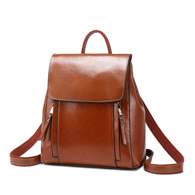 Genuine Leather Backpack For Women Laptop Crossbody School Travel Bag 6