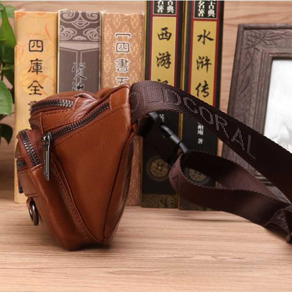 Vintage Genuine Leather Waist Bag For Men Travel Crossbody Sling Fanny Pack 1