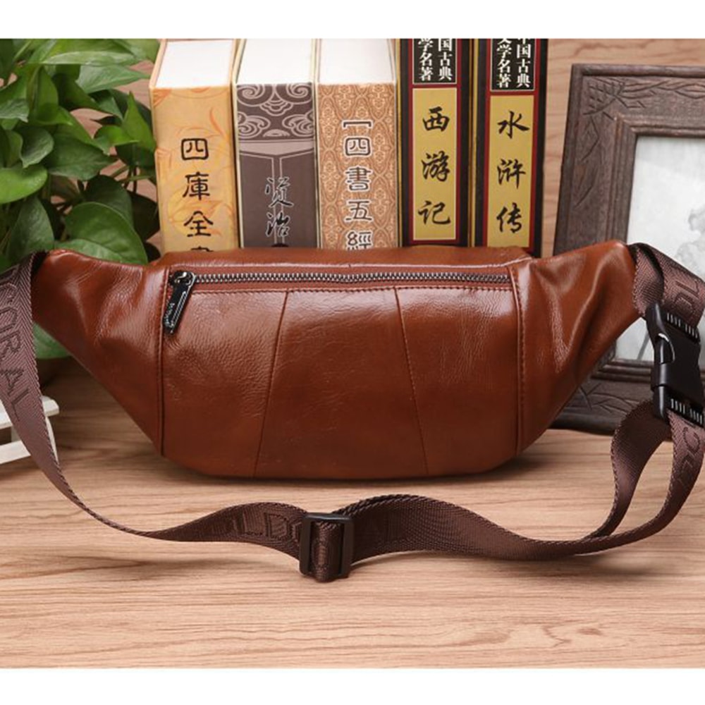 Vintage Genuine Leather Waist Bag For Men Travel Crossbody Sling Fanny Pack 2