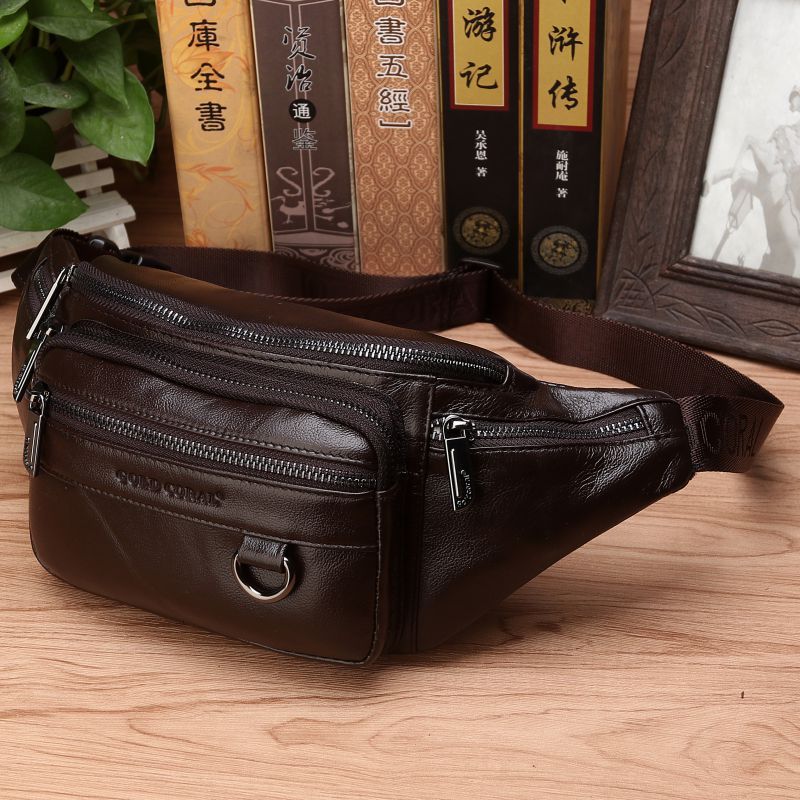Vintage Genuine Leather Waist Bag For Men Travel Crossbody Sling Fanny Pack 4