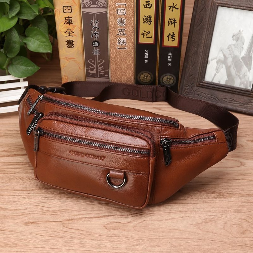 Vintage Genuine Leather Waist Bag For Men Travel Crossbody Sling Fanny Pack 5