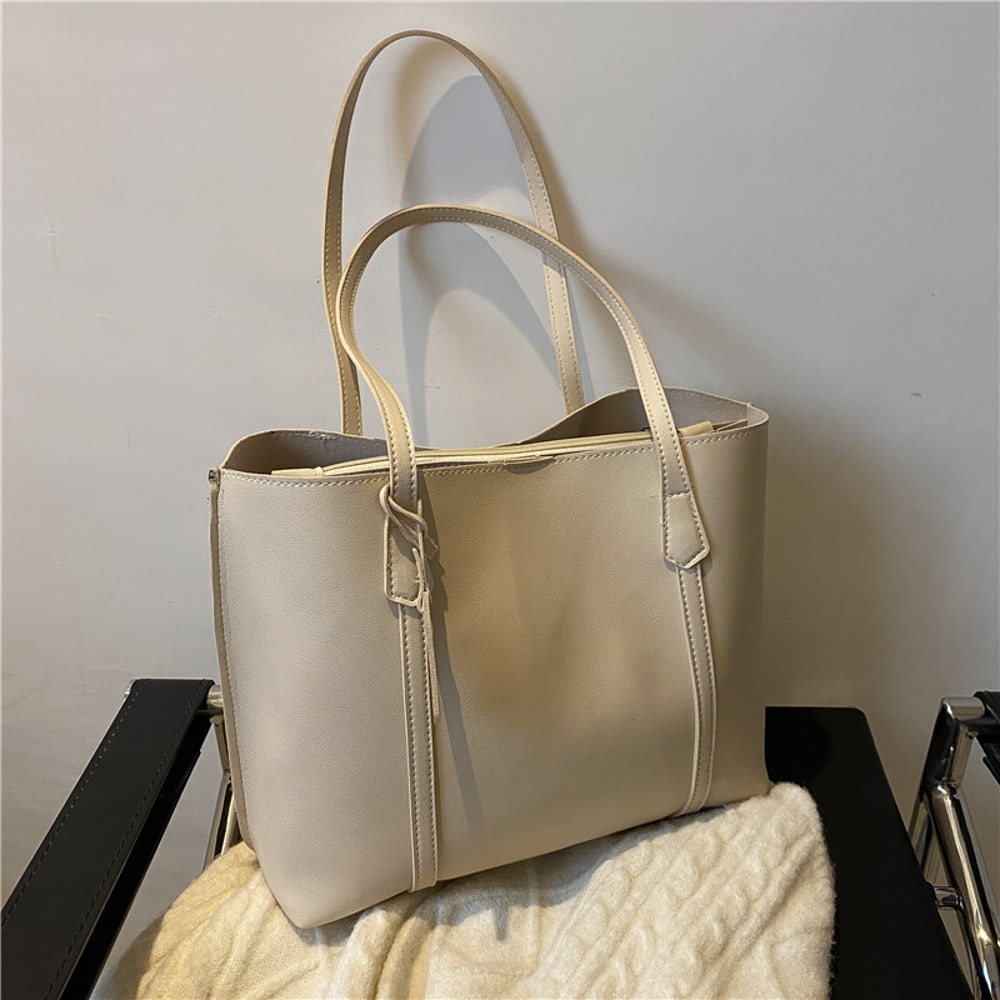 Large Capacity Soft Leather Tote Bag For Women Casual Single Shoulder Bag 5