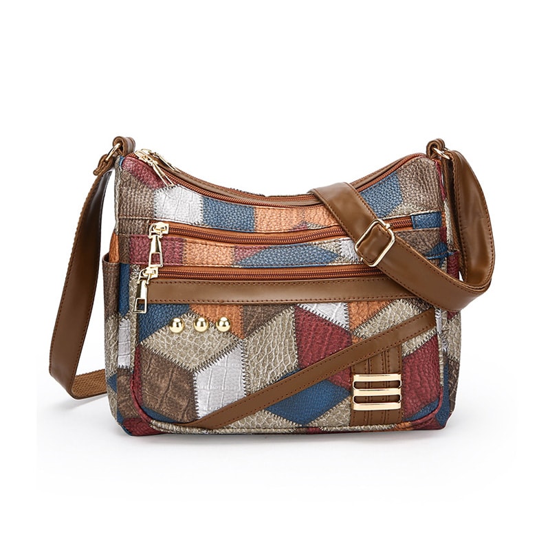 Colorful Plaid Womens Crossbody Bag Large Capacity Shoulder Bag For Daily Use 5