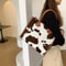 Winter Faux Fur Leopard Print Shoulder Bag Soft Plush Tote With Large Capacity For Women 2