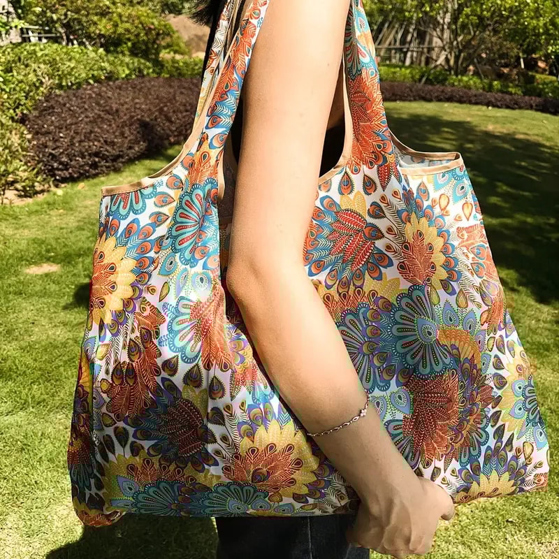 Large Capacity Waterproof Foldable Grocery Bag Portable Eco Friendly Shoulder Bag For Supermarket S 1