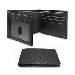 slim minimalist tri-fold wallet carbon fiber blocking wallet for men with id window & card slots