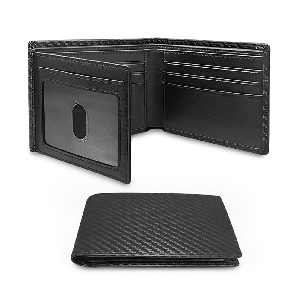 Slim Minimalist TriFold Wallet Carbon Fiber Blocking Wallet For Men With ID Window Card Slots 5