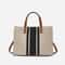 Simple Canvas Stripe Decor Bucket Handbag Stylish and Spacious Womens Top Handle Tote Bag for Casual Everyday Use