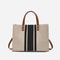 Simple Canvas Stripe Decor Bucket Handbag Stylish and Spacious Womens Top Handle Tote Bag for Casual Everyday Use