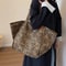 Leopard Pattern Tote Bag Vintage Canvas Shoulder Bag For School Work And Shopping Large Capacity Ha 6