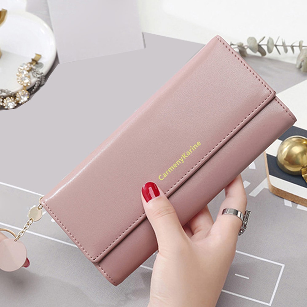 Fashion Womens Leather Long Wallet Multi Functional Fold Purse Fresh Female Clutch Card Holder 1