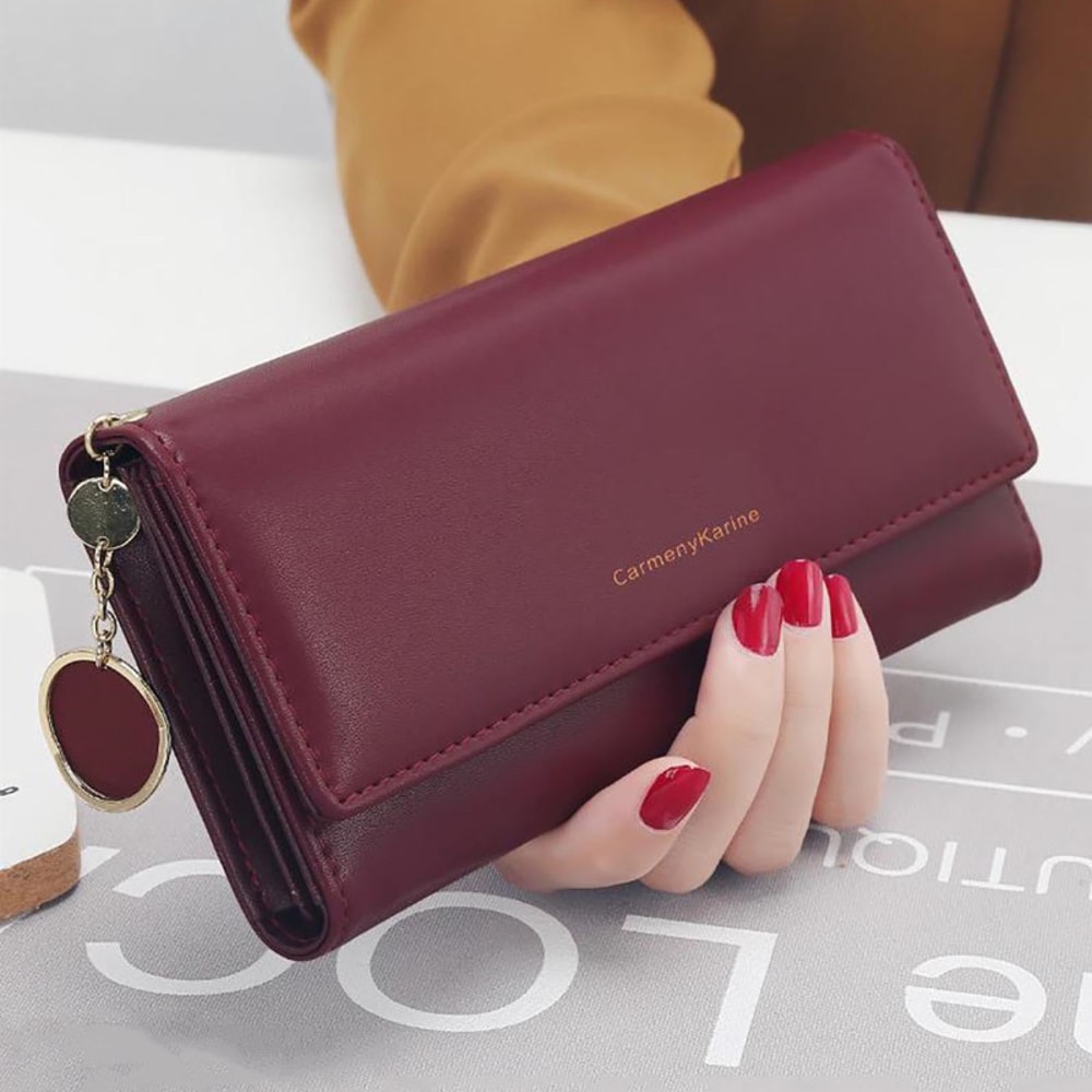 Fashion Womens Leather Long Wallet Multi Functional Fold Purse Fresh Female Clutch Card Holder 5