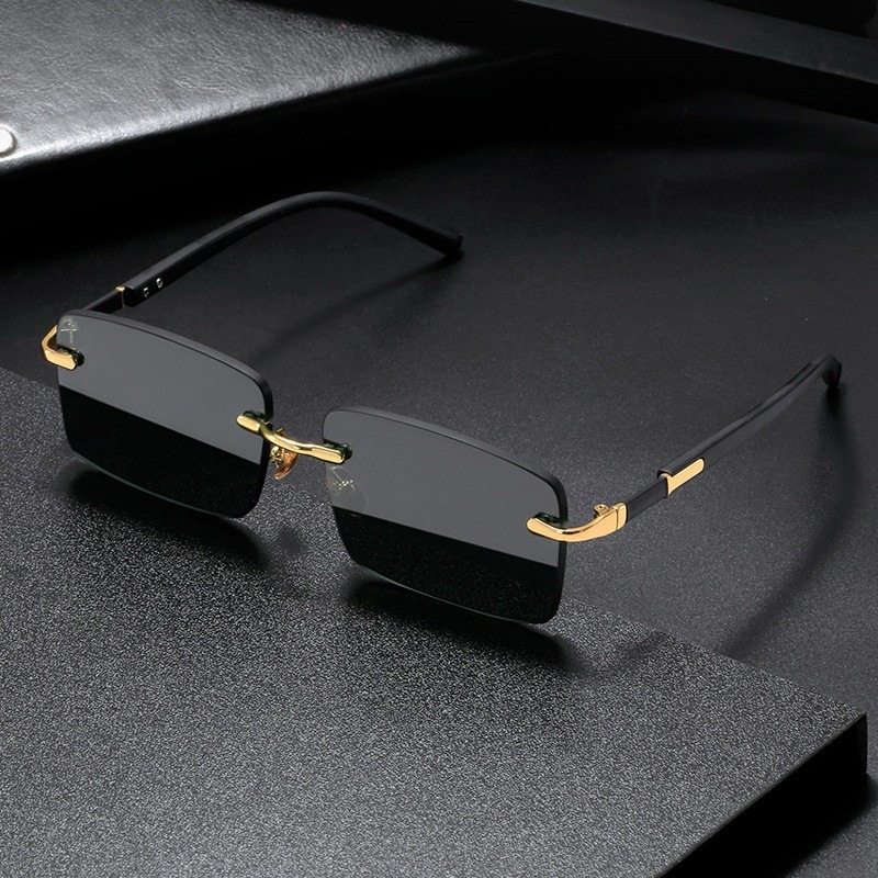 Retro Sunglasses For Men Women Fashion Rimless Designer Eyewear With Cutting Lens Frameless Eyegla 1