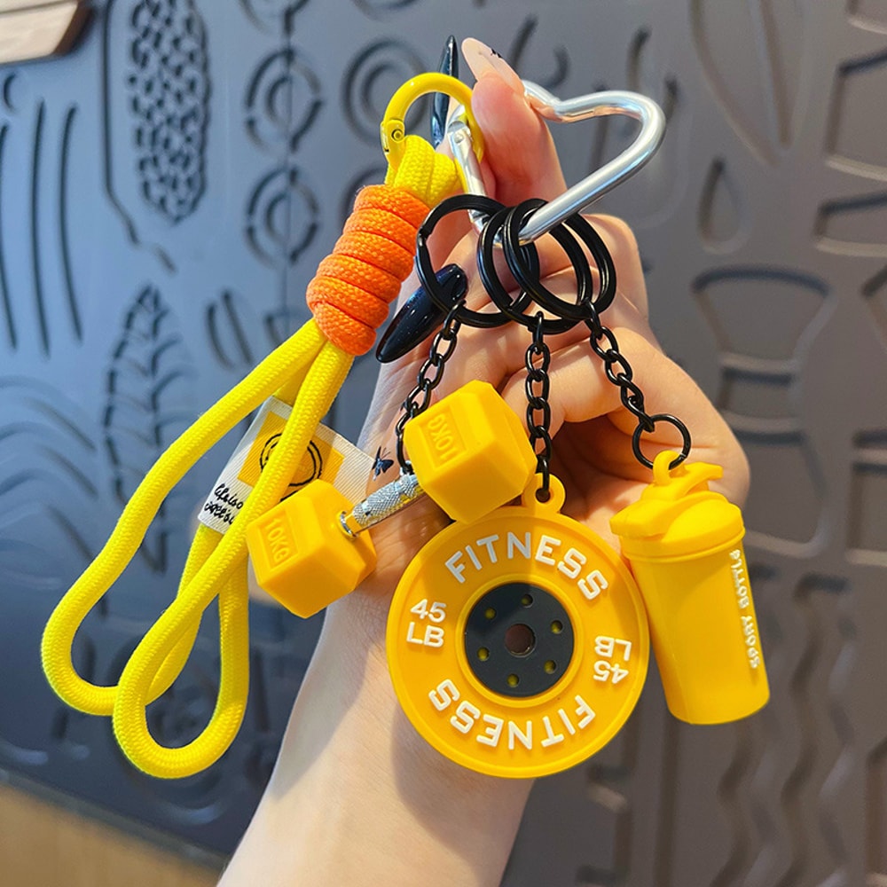 Mini Barbell Plates Keychain With D Shaped Buckle Water Cups Simulation Dumbbells Keyring Creative 6