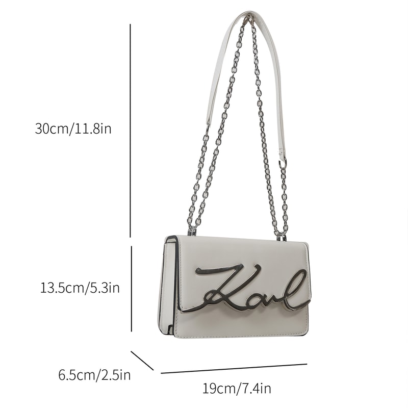 Fashionable Crossbody Bag With Solid Color Metal Letter Logo And ChainLink Strap Magnetic Button Cl 3