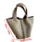 Stylish Handbag Unique Bucket Shopping Tote With Lock Soft PU Litchi Pattern Basket Women Bag With 3