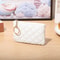 Luxury Plaid Leather Coin Purse For Women Mini Zipper Wallet With Keychain 3