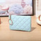 Luxury Plaid Leather Coin Purse For Women Mini Zipper Wallet With Keychain 5