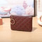 Luxury Plaid Leather Coin Purse For Women Mini Zipper Wallet With Keychain 6