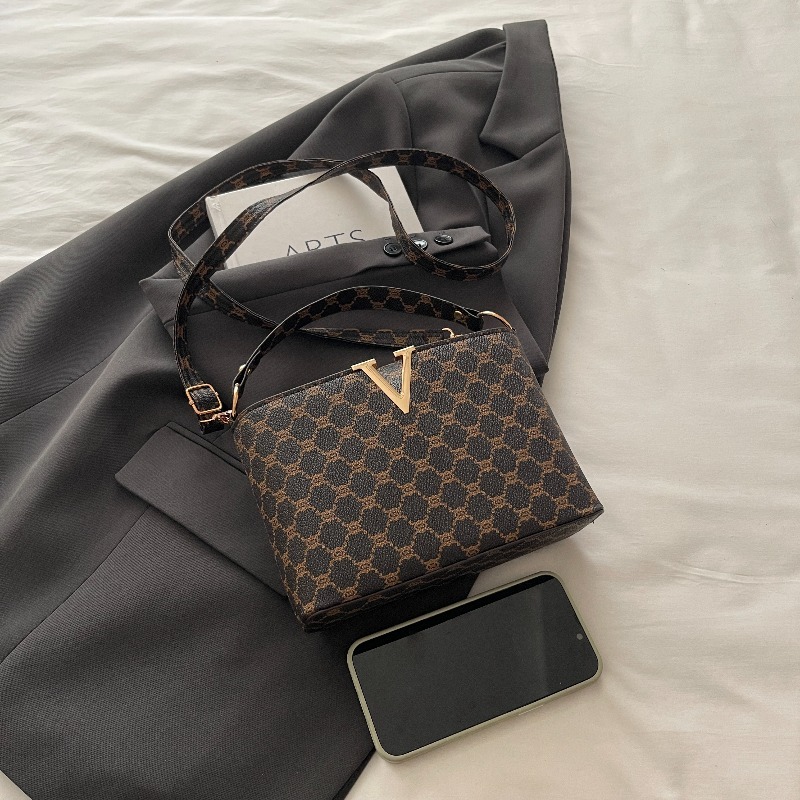 Vintage Mini PU Leather Tote Bag With Geometric Pattern Hardware Lock Womens Shoulder Crossbody Pu 2