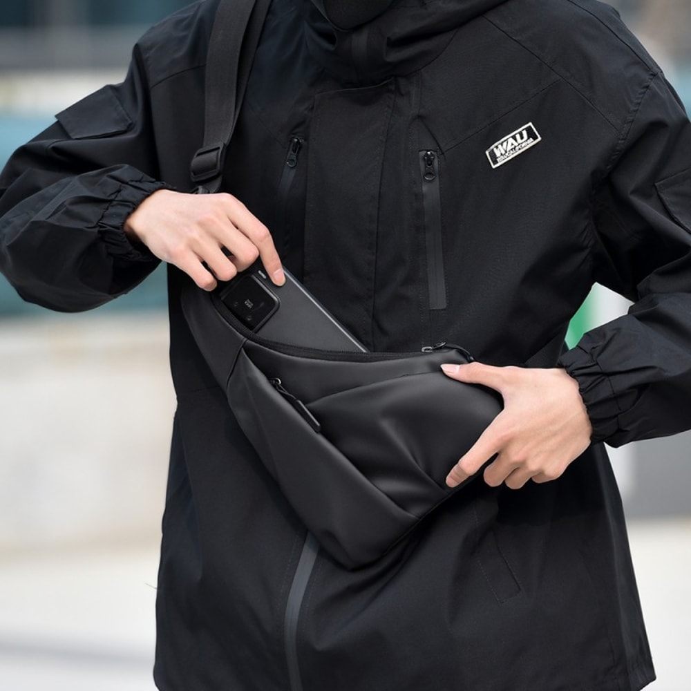 Anti Theft Triangle Crossbody Bag For Men With Adjustable Strap Casual Chest Bag For Outdoor Activi 0