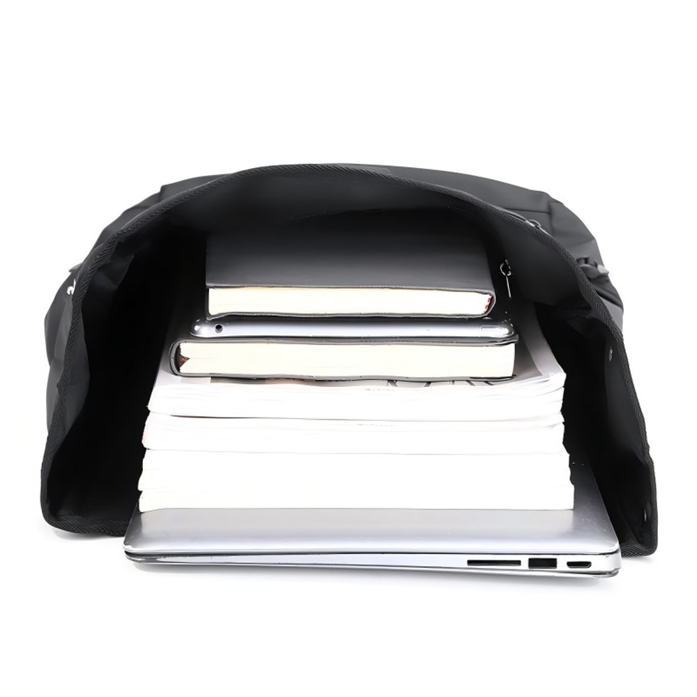 Large Capacity Backpack Stylish Black Travel Commuter Bag With Adjustable Straps And Multiple Comp 2