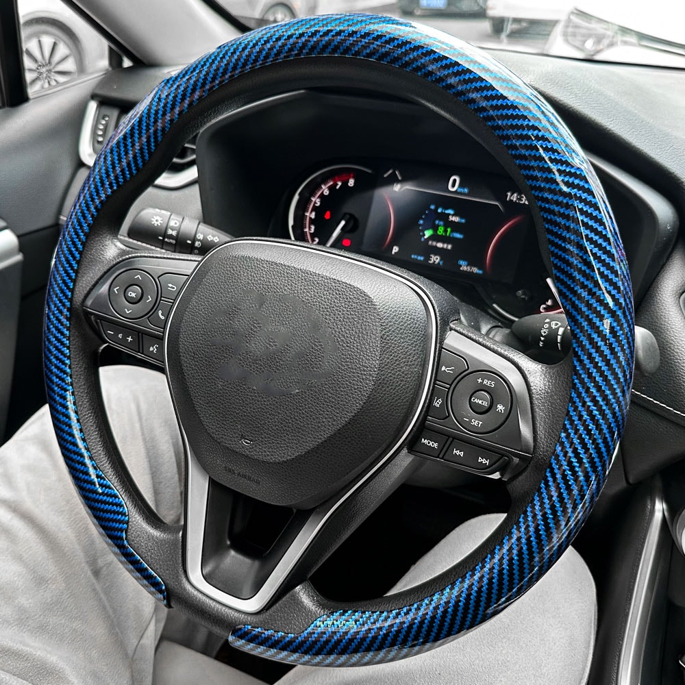 Luxury Carbon Fiber Non Slip Steering Wheel Cover Breathable Auto Protector 0