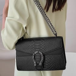 elegant retro crocodile patterned dionysus chain crossbody bag for women