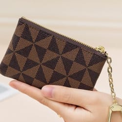 mini card case with key holder & metal decor stylish coin purse & hanging bag for easy organization