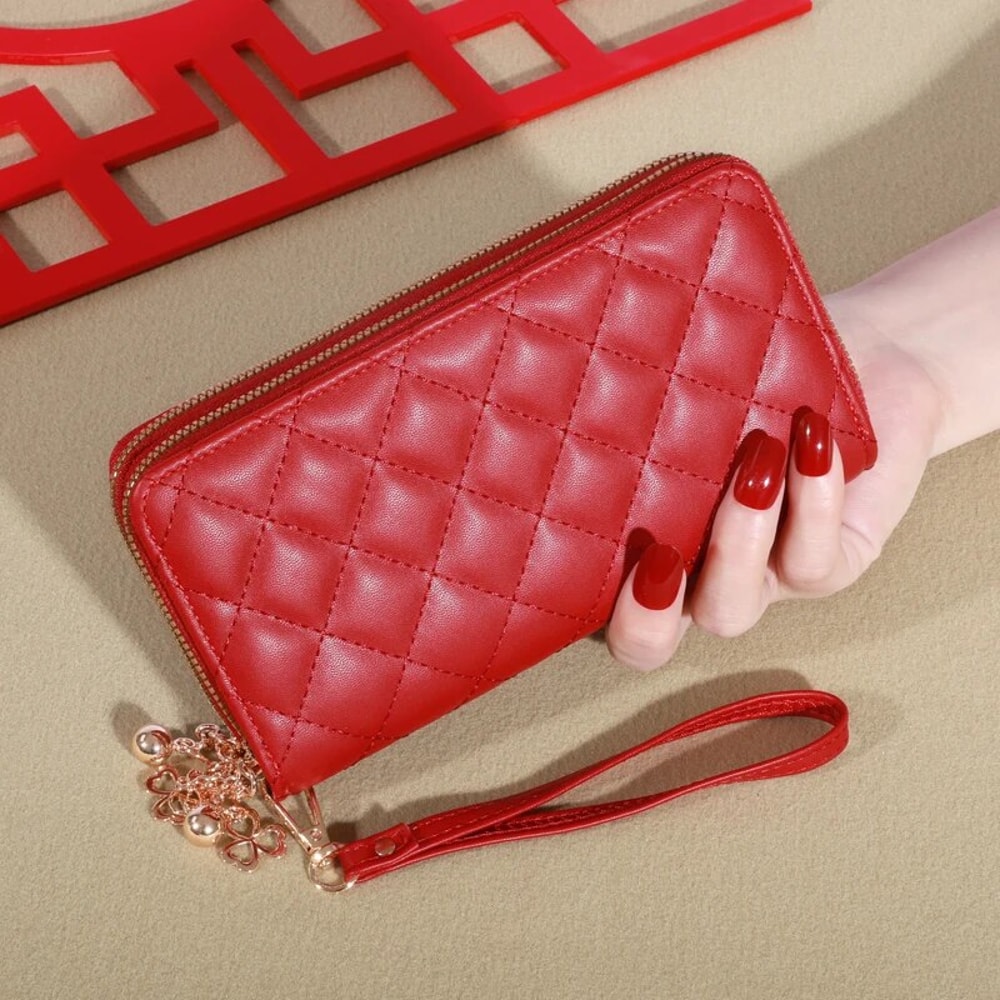 Stylish Long Womens Wallet With Tassel Coin Holder Double Zipper PU Leather Clutch Bag Large Capaci 1