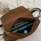 Vintage Brown Suede Soft Leather Women Shoulder Bag Large Capacity Crossbody Tote Fashion Hobo Handbag
