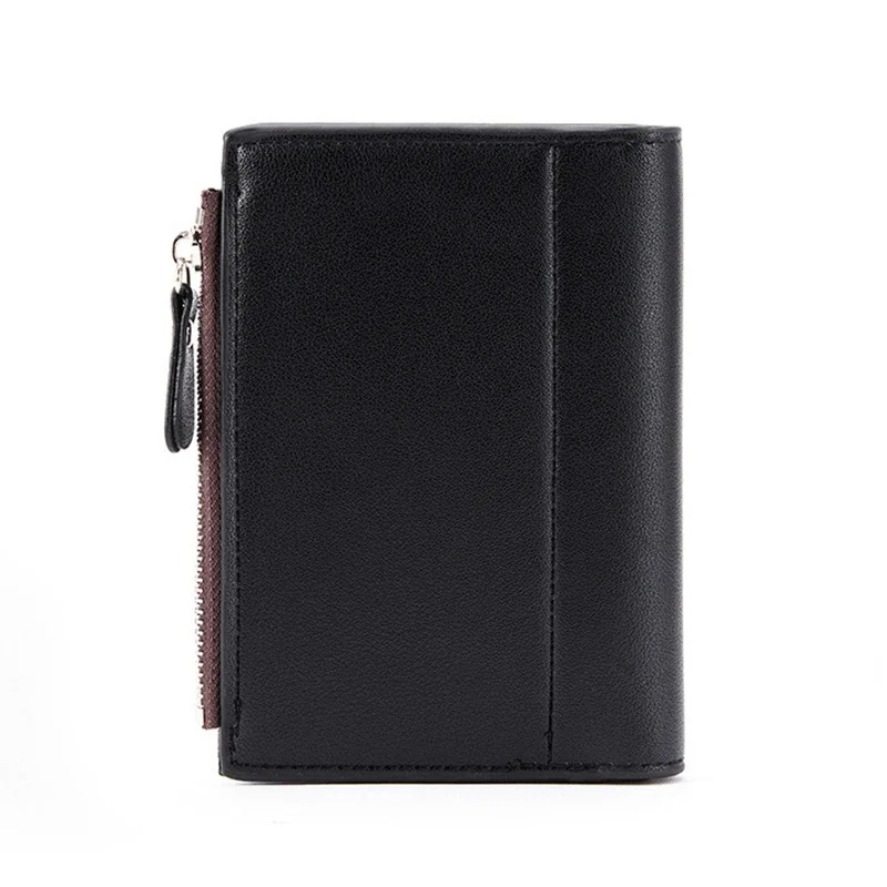 Mens PU Leather Wallet With Zipper Black Coffee Stylish Credit Card Holder Money Bag For Men 1