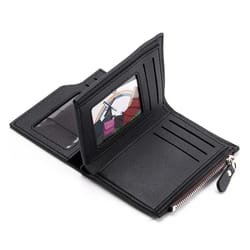 mens pu leather wallet with zipper black & coffee stylish credit card holder & money bag for men