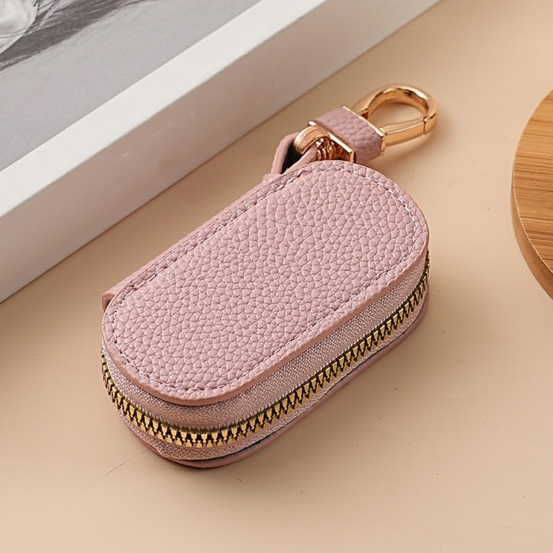 Portable Keychain Key Holder Wallet Solid Color Lychee Leather Car Key Case Housekeeper Organizer 5