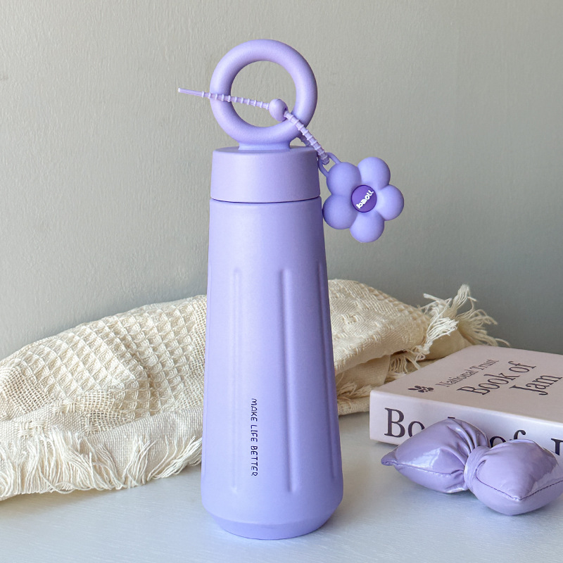 Stylish Stainless Steel Insulated Water Cup With Flower Handle Portable Cute Petal Design 6