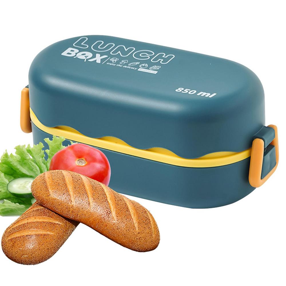Portable Lunch Box For Kids Microwave Safe Plastic Bento Box With Compartments Sauce Box Stackable 0