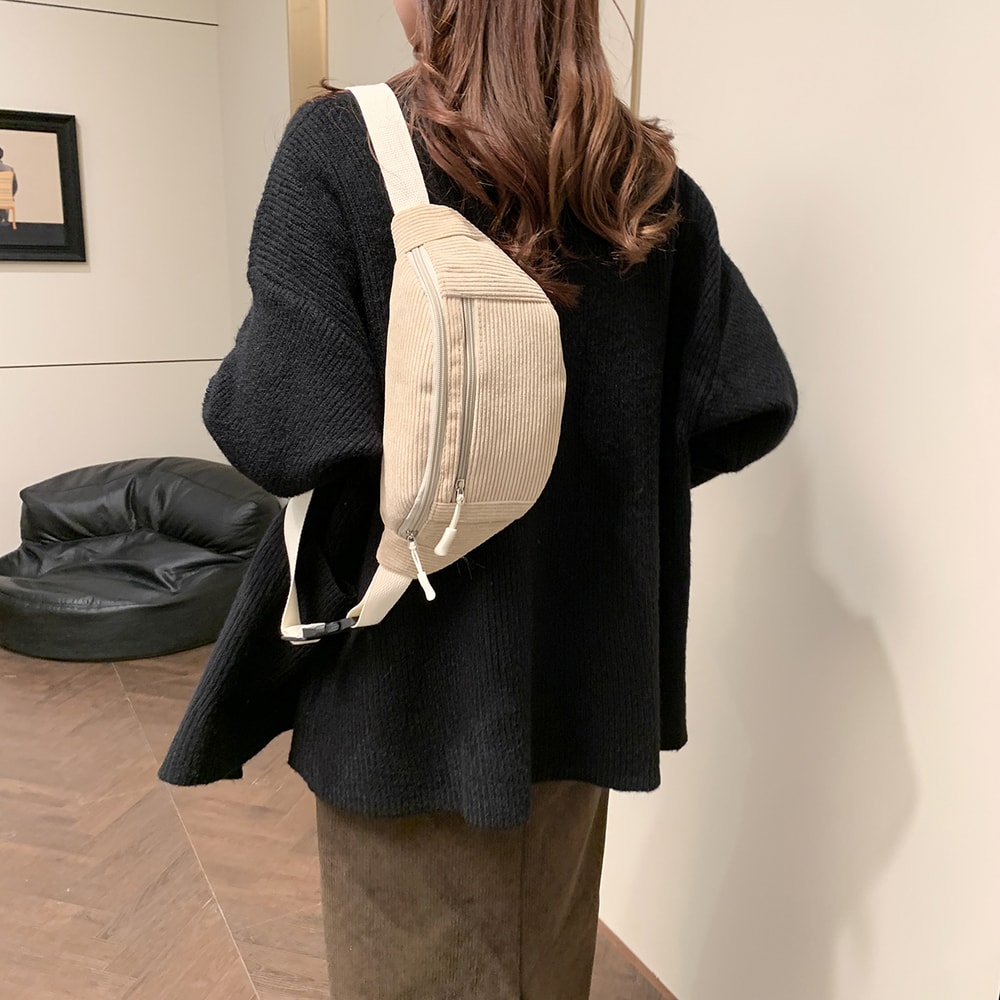 Corduroy Waist Bag For Women Fashionable Crossbody Fanny Pack Chest Shoulder Handbag Perfect For P 3