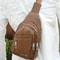 Mens Crossbody Chest Bag Durable PU Leather Fashion Shoulder Bag 0