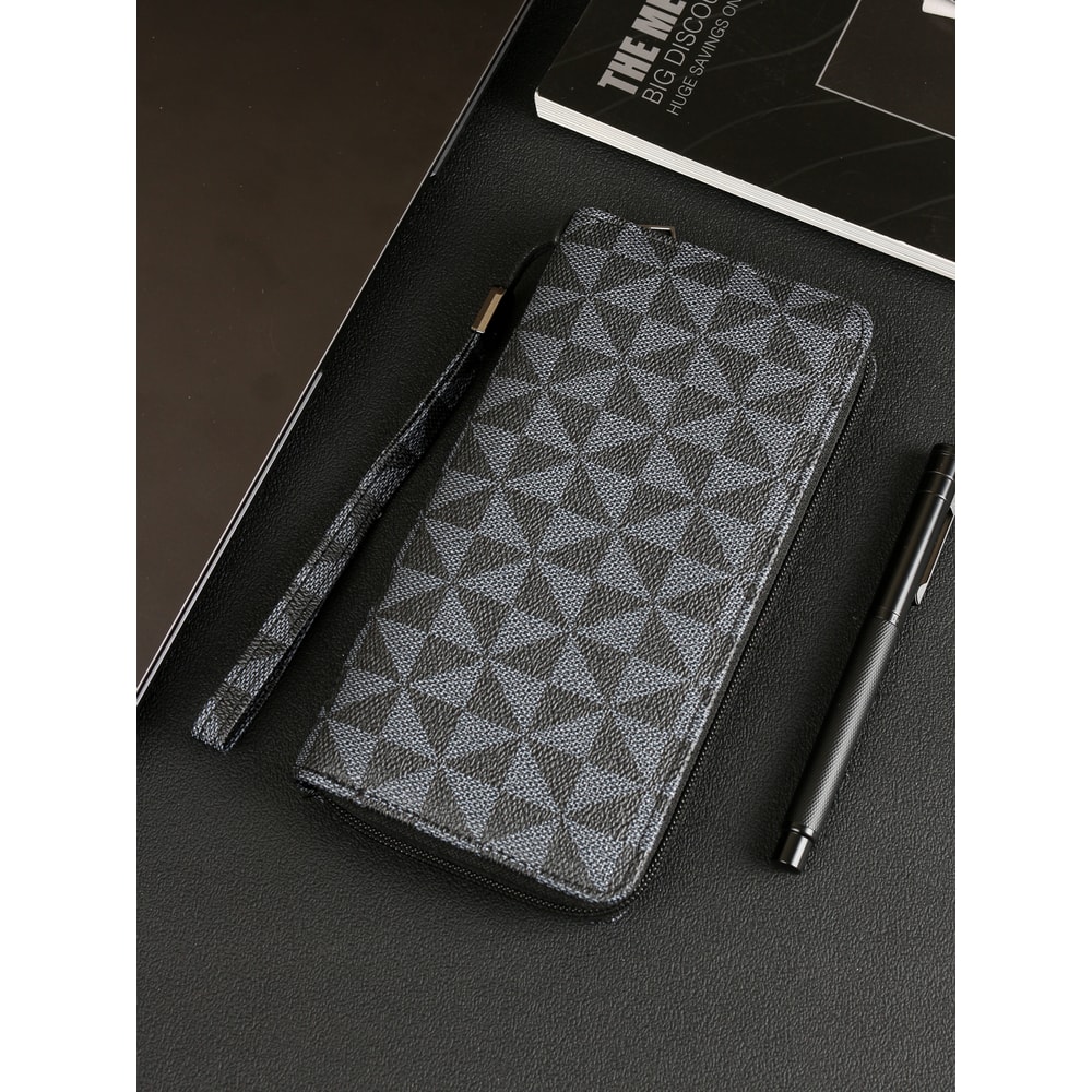 Stylish Minimalist Mens Wallet Double Zipper Clutch With Card Slots Wristlet 2