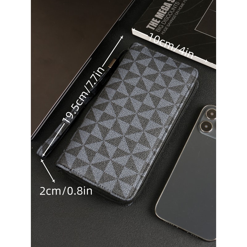 Stylish Minimalist Mens Wallet Double Zipper Clutch With Card Slots Wristlet 4