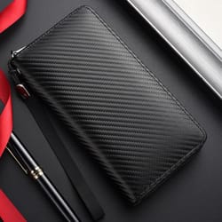 blocking minimalist business wallet for men large capacity pu zipper long wallet
