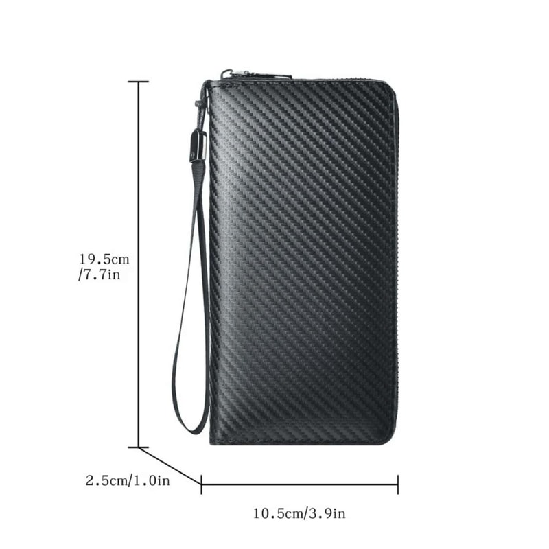 Blocking Minimalist Business Wallet for Men Large Capacity PU Zipper Long Wallet