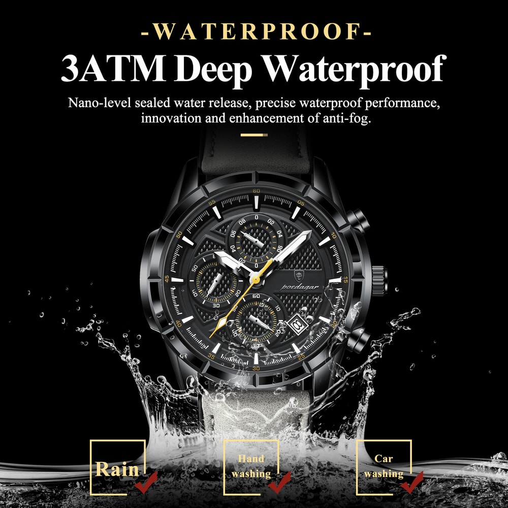 Vintage Couple Wristwatch Quartz Leather Mens Watch With Date Chronograph Waterproof Luminous Watch 2