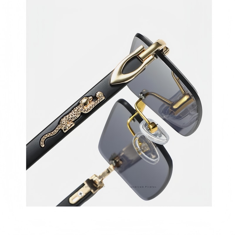 Trendy Square Frameless Sunglasses For Men With Leopard Decoration 0