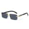 Trendy Square Frameless Sunglasses For Men With Leopard Decoration 5