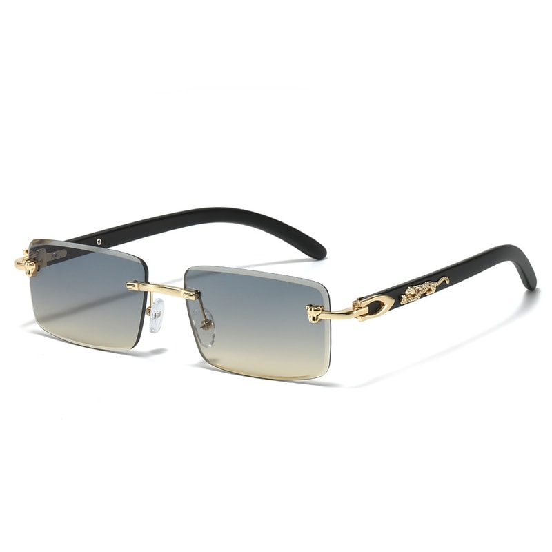 Trendy Square Frameless Sunglasses For Men With Leopard Decoration 6