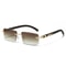 Trendy Square Frameless Sunglasses For Men With Leopard Decoration 7