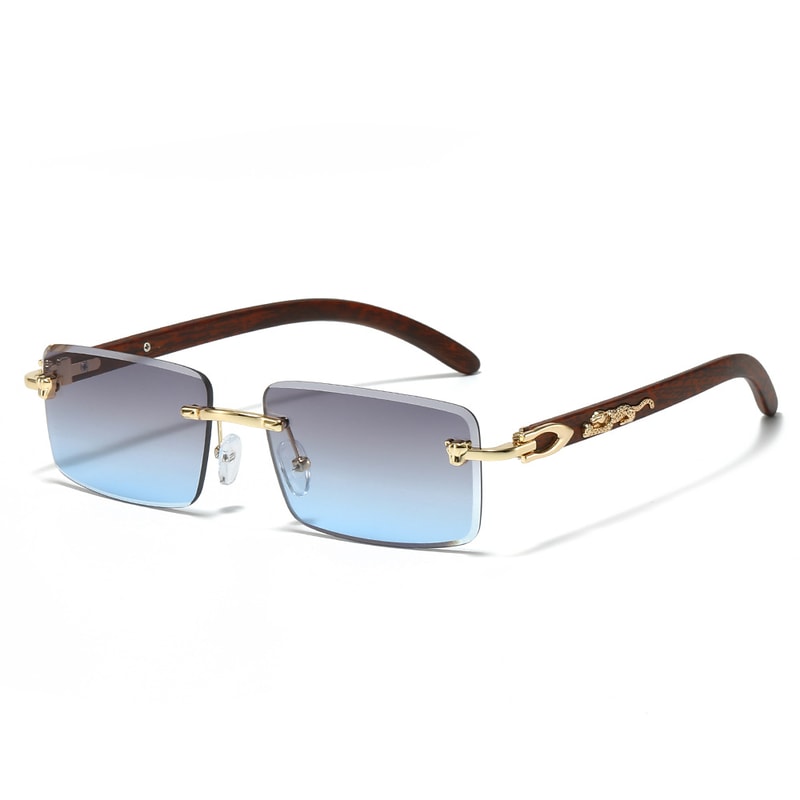 Trendy Square Frameless Sunglasses For Men With Leopard Decoration 8